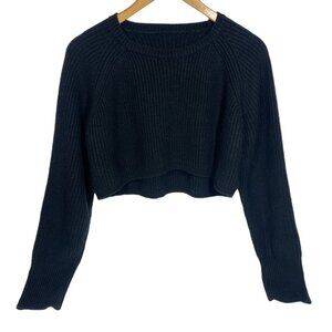SHEIN Cropped High-Low Sweater Ribbed Black Sz. S Women's